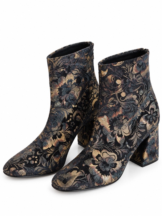 L'INTERVALLE Shoes - L'Intervalle Made in Spain Velvet Brocade Block Heel Booties Size 40/9 9.5